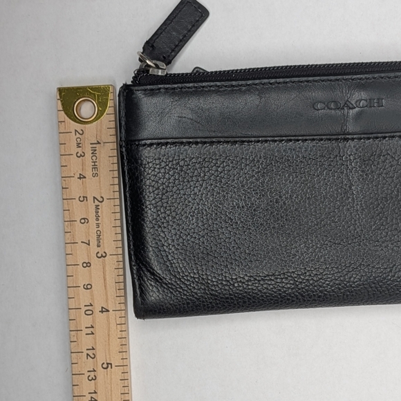 Coach Black Pebble Leather Zip Around Wallet Clutch Organizer Textured Mens - Picture 13 of 13